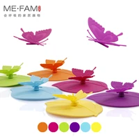 me fam lovely butterfly leaves silicone cup cover 10 5 cm seal dust proof copa lid for glass ceramic plastic mug cap 6 color lot