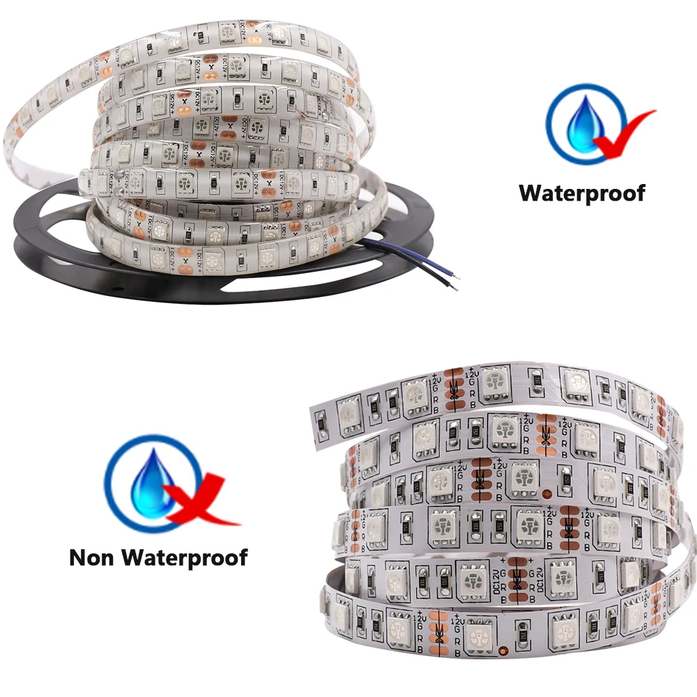 SMD 2835 5050 Светодиодная лента светильник 12В водить 60leds/M водонепроницаемый IP65 IP21 белый/теплый белый/RGB/белый/красный/синий/зеленый Гибкие веревки в полоску