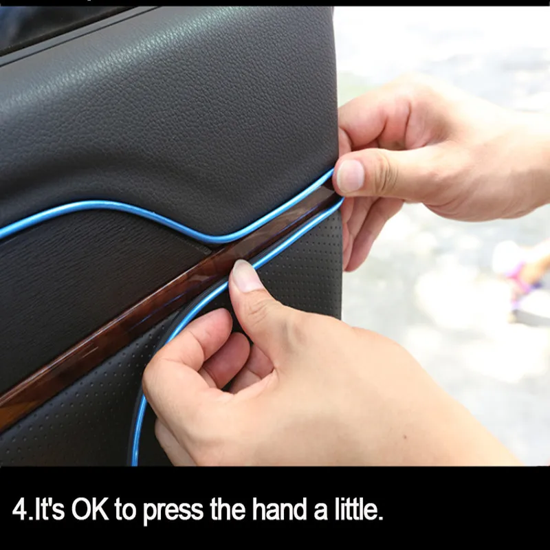 

RASTP-5M Car Interior Electroplate Decorative Strip Door Sticker Moulding Styling Strip Trim Decals Line for Cars RS-LKT022
