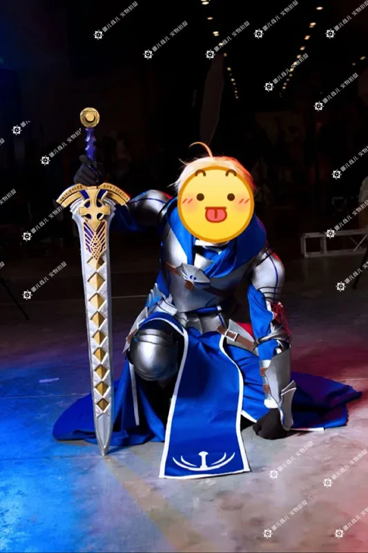 Аниме! Fate Stay night Prototype Saber униформа косплей костюм синий Royalblue для женщин/мужчин на