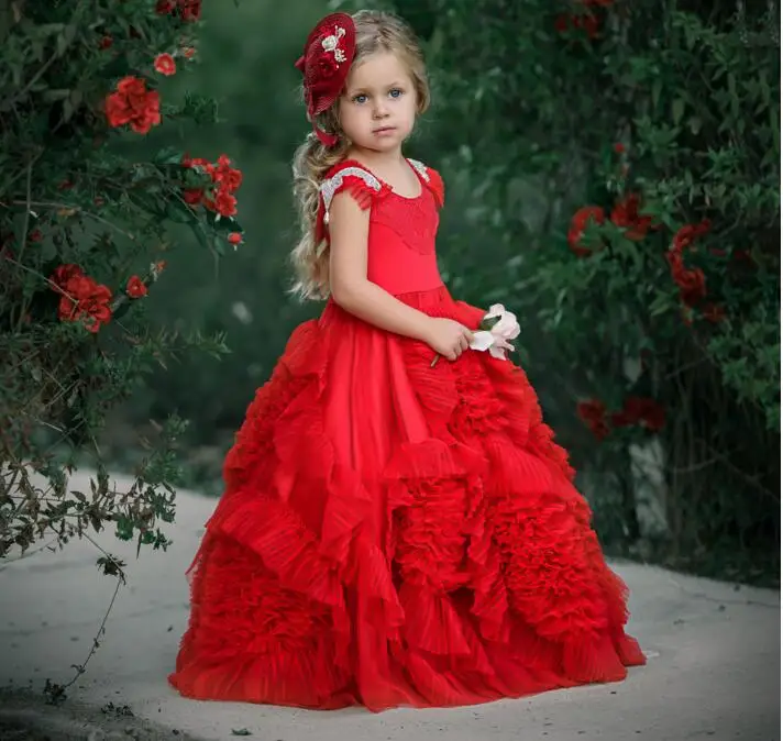 Новое красное платье на день рождения для девочек 2021 первого причастия заказ с