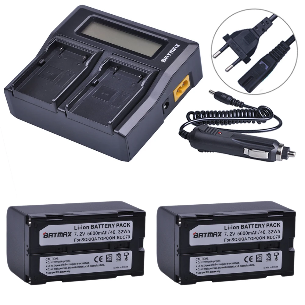 

Batmax 5600mAh BDC70 Li-ion Battery+LCD Rapid Dual Charger for sokkia CX FX total station for topcon ES OS total station