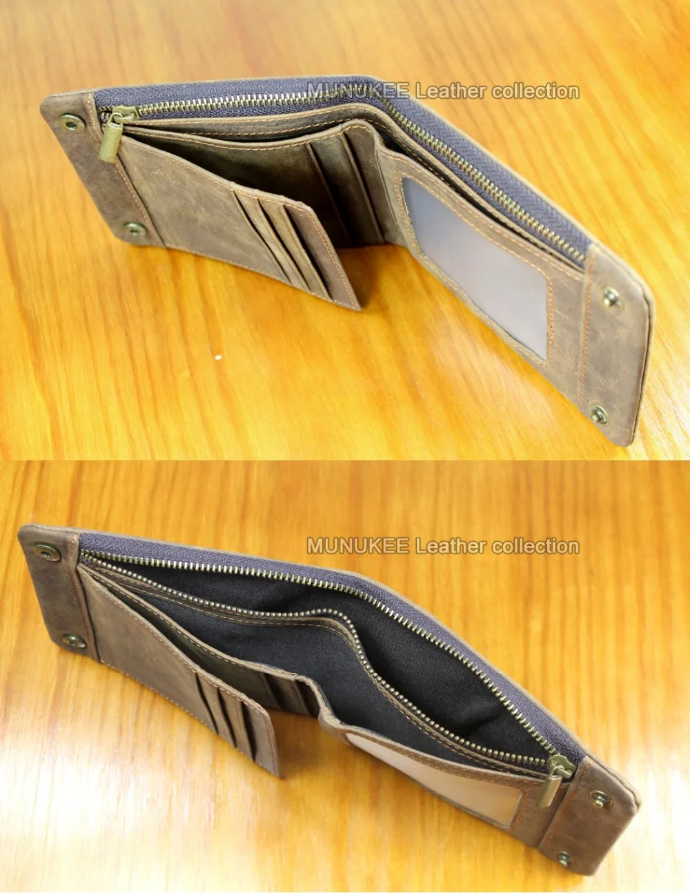 Винтажный кошелек из натуральной кожи Crazy horse мужской кожаный двухскладной клатч