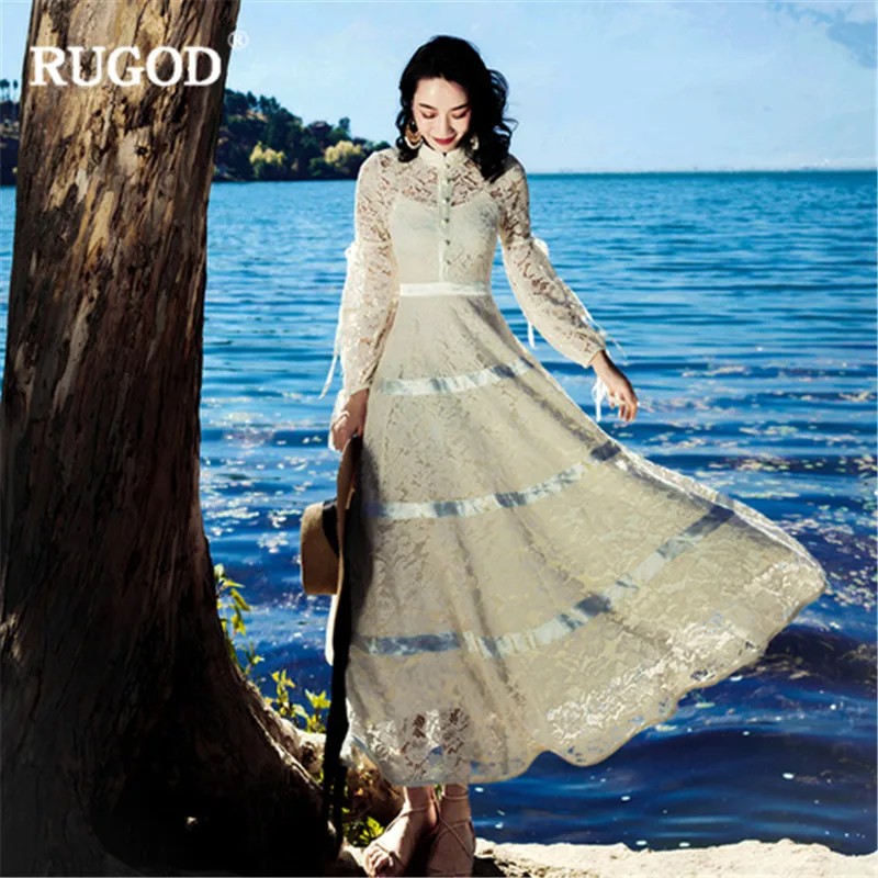 RUGOD кружевное полупрозрачное сексуальное платье с открытыми плечами женское