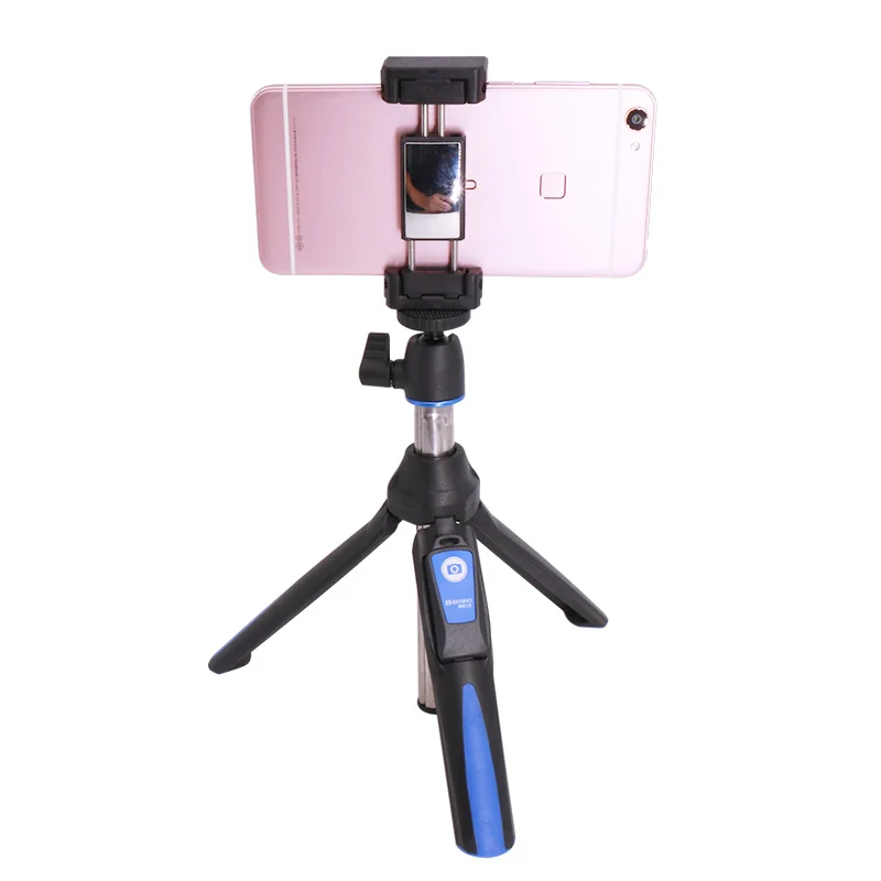 BENRO 33 inch ручной и мини-штатив 3 в 1 Автопортрет монопод телефон Selfie stick W Bluetooth пульт дистанционного управления для Iphone 8 GoPro - Цвет: Blue