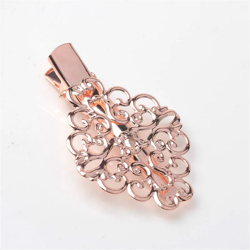 rose gold color 10 шт./лот, модная шпилька для волос из сплава металлов, заколка для волос, для студентов средней школы, шпильки с полым цветком, шпильки для волос, украшения для волос, аксессуары - Окраска металла: rose gold color