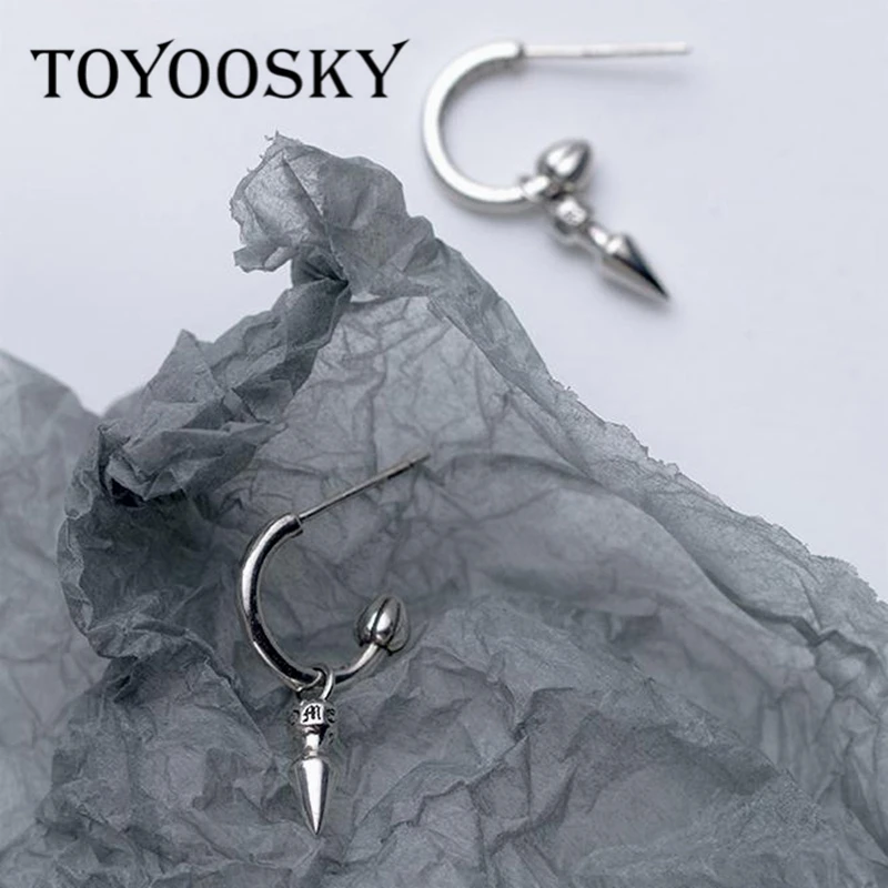 Новые модные геометрические конические Серьги гвоздики из 100% серебра 925 пробы