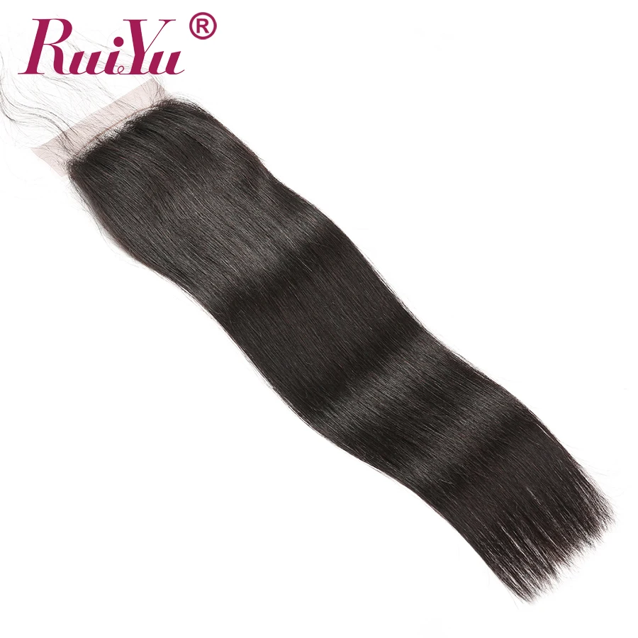 RUIYU Hair 5x5 Lace Closure человеческие волосы плетение отбеленные узелки на парике на сетке с волосами младенца перуанские прямые волосы натуральный цвет Remy