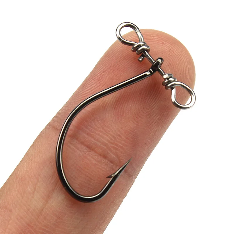 

MAGBLUE 10pcs/lot Balance Single Hook 2.5cm/0.4g Rotation Ring High Carbon Steel Sharped Crankhook Barbed For Soft Lure Bass