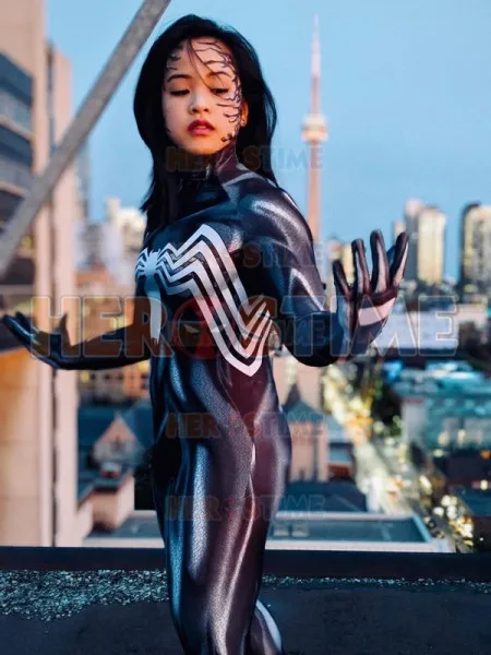 3d принт яд 2018 She Venom Anne Weying Человек паук женщина Черный Яд симбиот костюм из лайкры