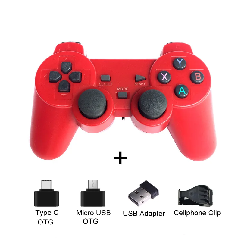 Беспроводной геймпад для Android Phone/PC/PS3/ТВ коробка джойстик 2,4G джойстик игровой контроллер для bluetooth-гарнитура для смартфона игры аксессуары - Цвет: Red with clip