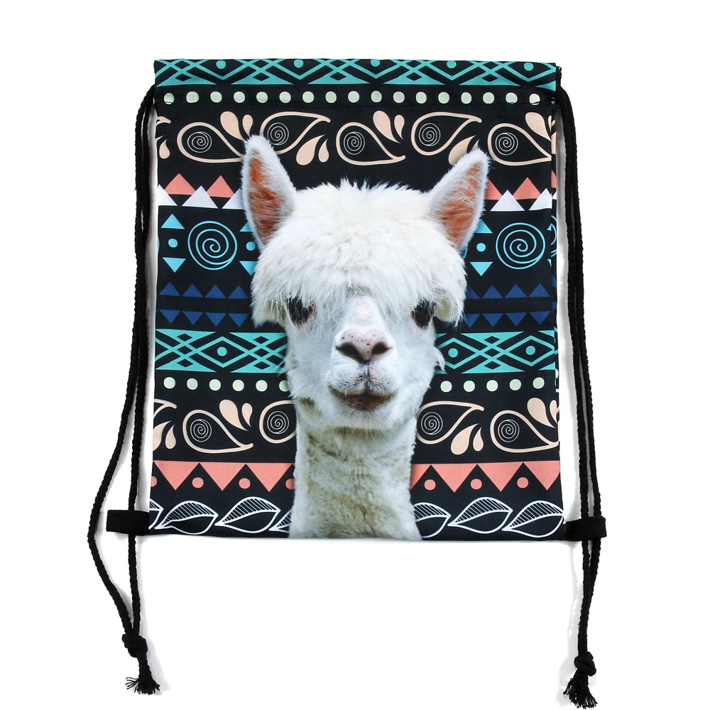 Женский рюкзак с 3D-принтом llama aztec модный дорожный на шнурке мягкой спинкой для