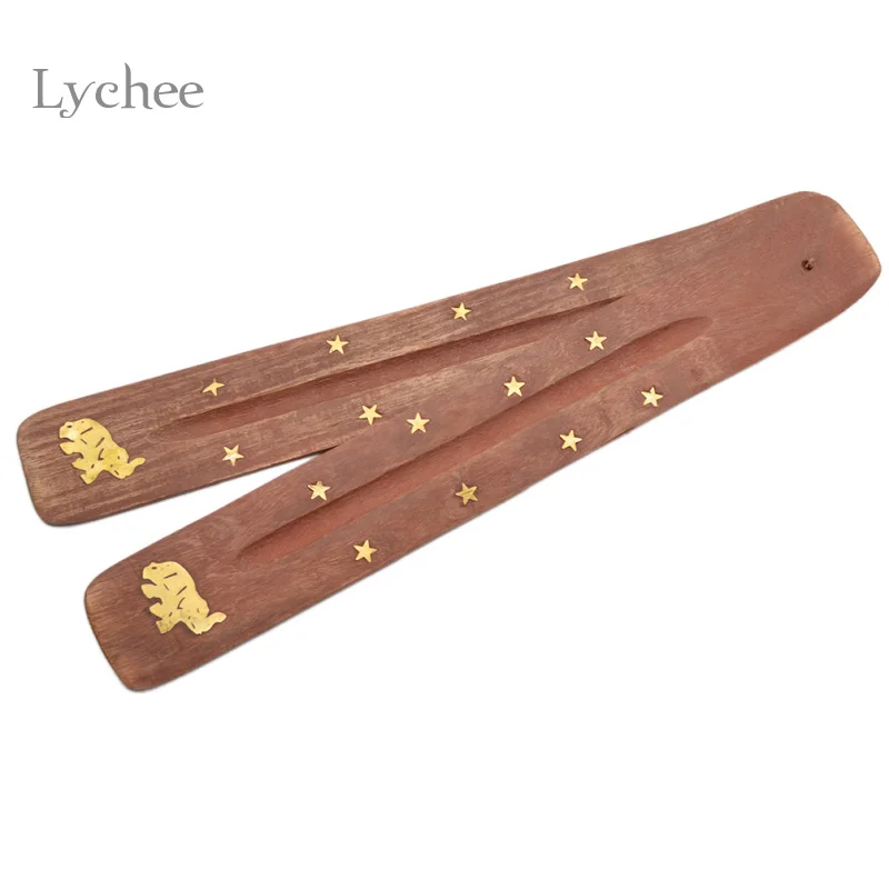 Lychee Life 1pc Wooden Incense Stick Holder Ash Catcher Burner Stand Furniture Protection Incense Base Aromatherapy Plate Random