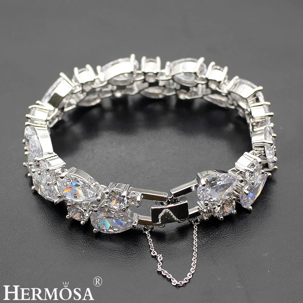 

Hermosa Jewelry Drop Silver Color Bracelets 7" 18cm