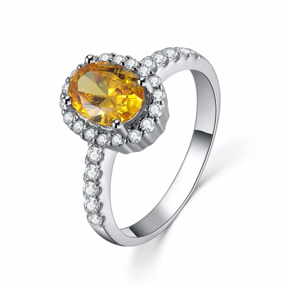 

2CT Oval Shape Diamond Yellow Ring Halo Pigeon Egg Micro Paved Women Engagement Ring 925 Sterling Silver Jewelry Halo Ring