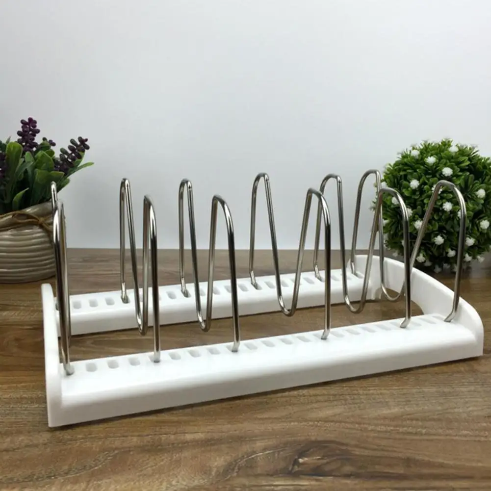 Home Storages Shelf Supplies 5-grid Stainless Steel Lid Storage Rack Kitchen Baking Pan Pot Plate Storage Stand Holder Gadgets