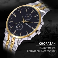 fashion khorasan luxury brand wristwatch mens classic gift male steel strap casual quartz watch men sports wrist montre homme