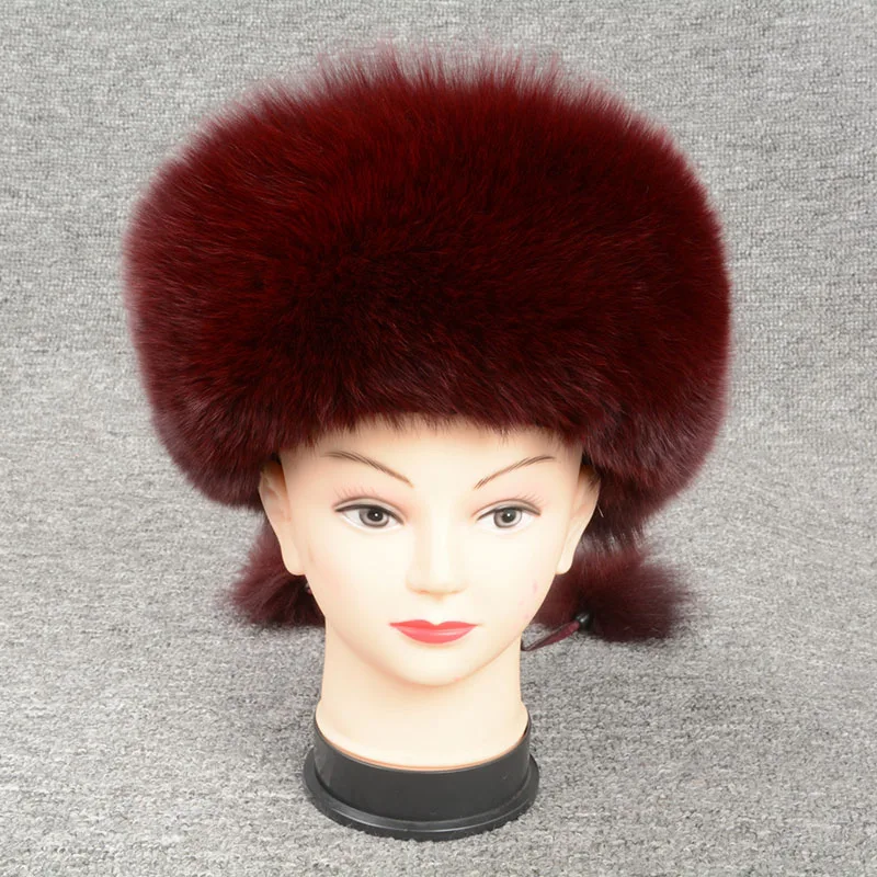 Wine Red Jancoco Max натуральным лисьим мехом меховые шапки-бомберы зимние Для женщин теплые высокое качество модные бейсболки новое поступление S7148 - Цвет: Wine Red
