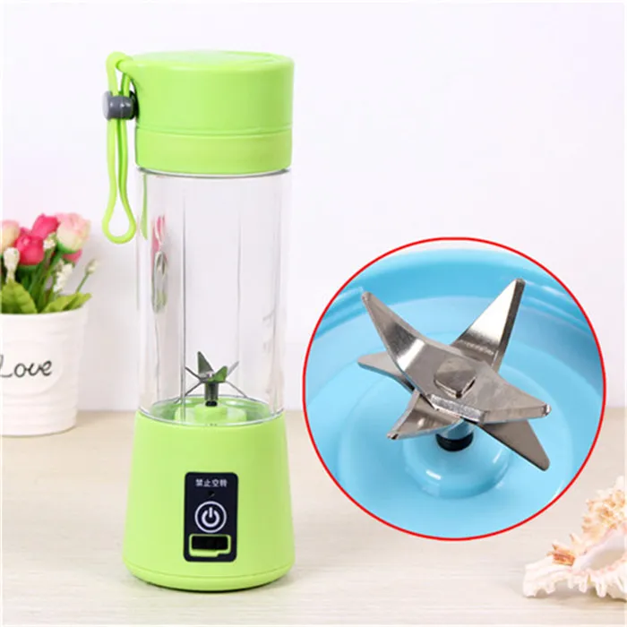 Six Blades Green Миниблендер зарядка через usb режим портативный небольшой соковыжималка Extractor бытовой взбейте миксер для фруктов сок машина ручной Smoothie Maker - Цвет: Six Blades Green
