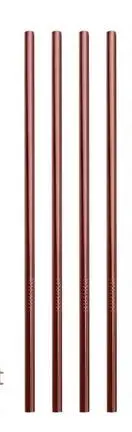 Rose gold- straight DHL 400 шт/Партия Красочные 304 соломинки из нержавеющей стали многоразовые, для питья соломы высокого качества изогнутая металлическая соломинка с чистящей щеткой - Цвет: Rose gold- straight