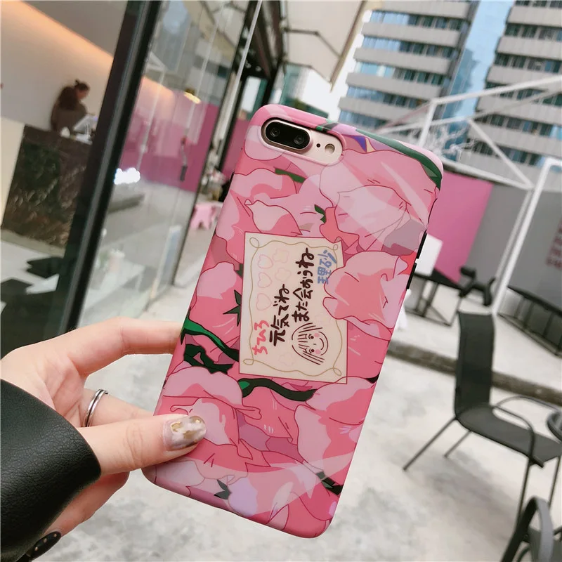 Kawaii японский розовый цветочный чехол для телефона iPhone 7 Puls 6S 8 X XS Чехлы MAX XR Мягкая