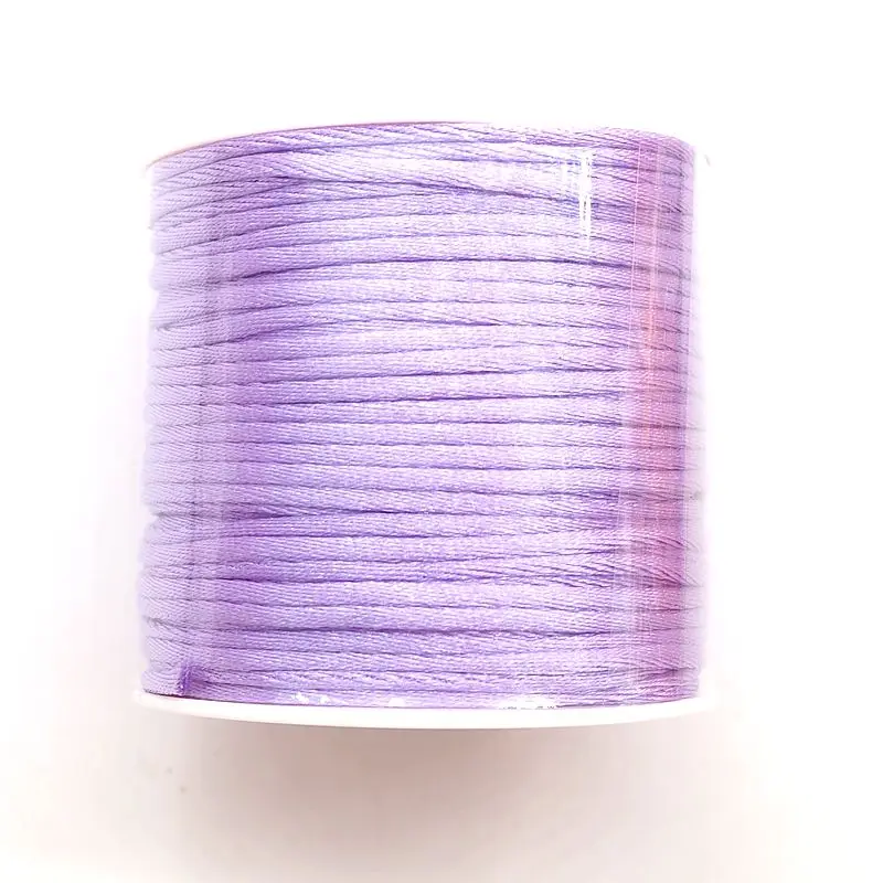 Lavender Chenkai 2 мм 50 м/рулон 14 цветов из нейлона атласа шнур китайские узлы шелковистая Макраме Веревка Детское Зубное кольцо для ребенка бусы ожерелье браслет - Цвет: Lavender