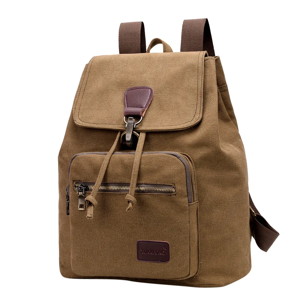 Мужской и женский рюкзак из парусины Повседневная однотонная дорожная сумка