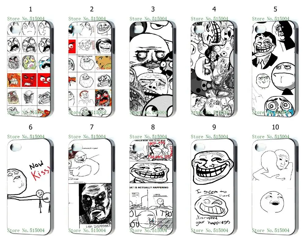 2014 Горячие случаи! Новые Мем Тролль Лицом Группы Мемы 4 чан стиль черные футляры