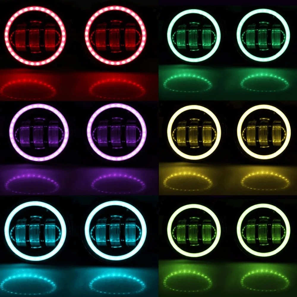 2x7 дюймовые светодиодные гало RGB фары + 4 &quotRGB Противотуманные DRL сигнал поворота