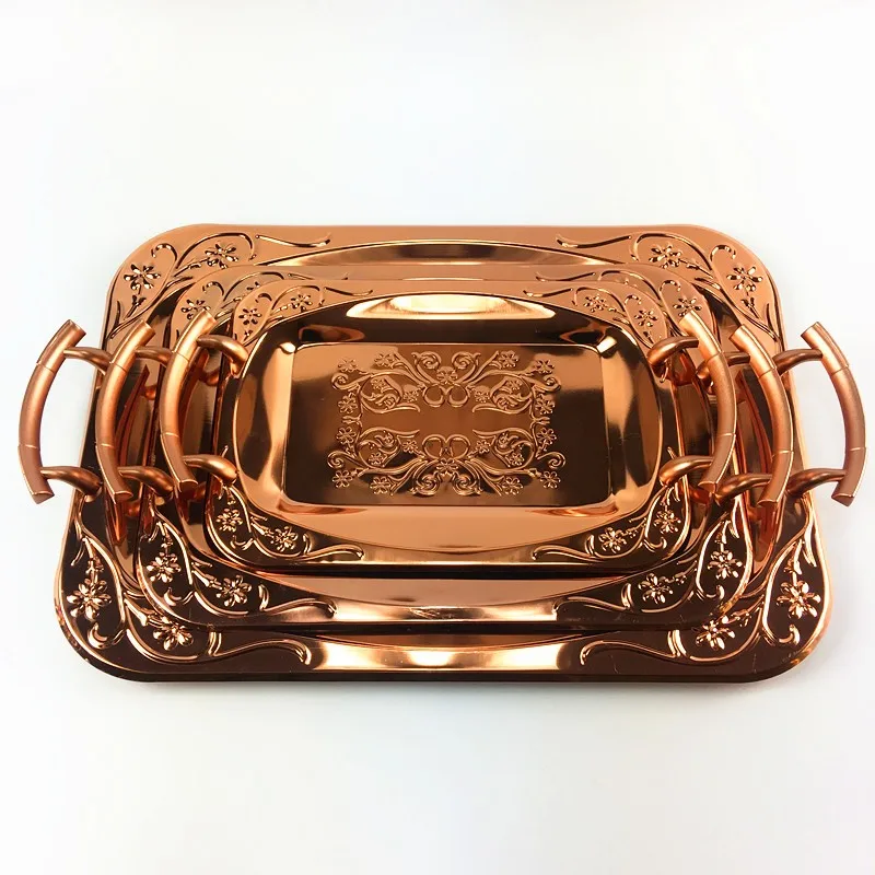 Прямоугольный поднос из розового золота ретро для чая торта коробка ювелирных