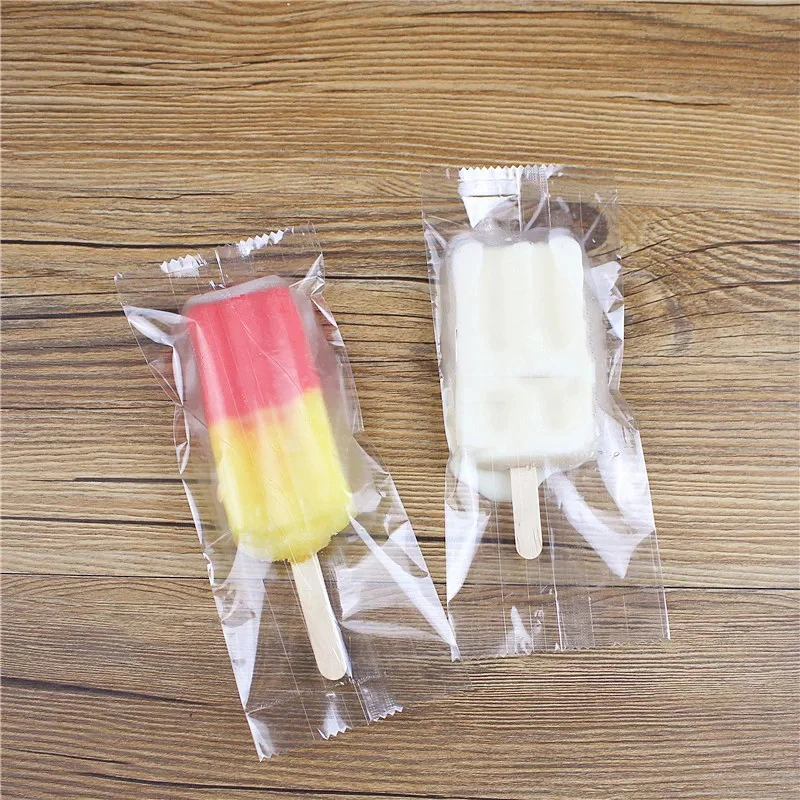 100 шт./лот, пластиковые пакеты для мороженого на палочке, прозрачные пакеты для мороженого на палочке, деревянные палочки, ледяной поп-холодильник, замороженное хранилище для мороженого, сумки