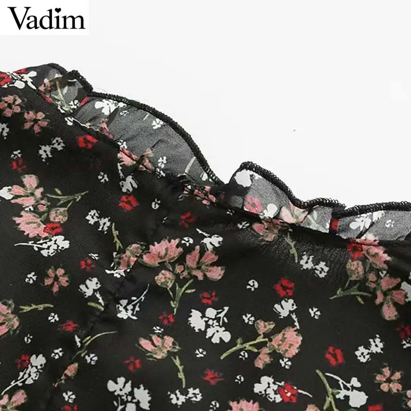 Vadim женское цветочное мини-платье с оборками v-образным вырезом и длинным рукавом