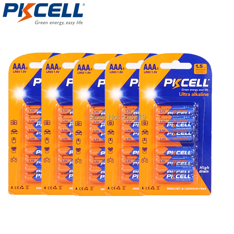 40 шт. PKCELL LR03 1 5 V Батарея 3A AAA E92 AM4 MN2400Alkaline сухой превосходное UM4 MN2400 SUM4 LR3 HP16 400|dry