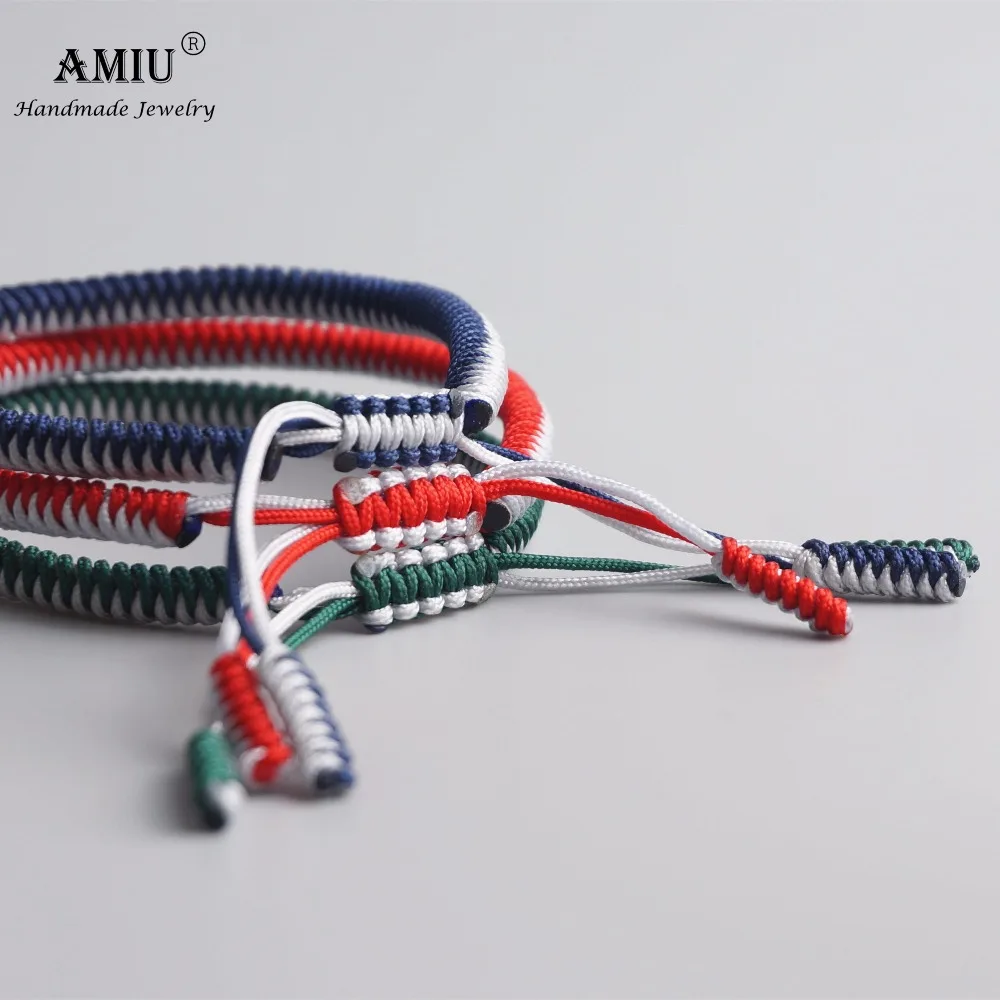 AMIU 3 шт. разноцветные тибетские буддистские очаровательные тибетские браслеты и браслеты для женщин и мужчин ручной работы с узлами веревочный браслет