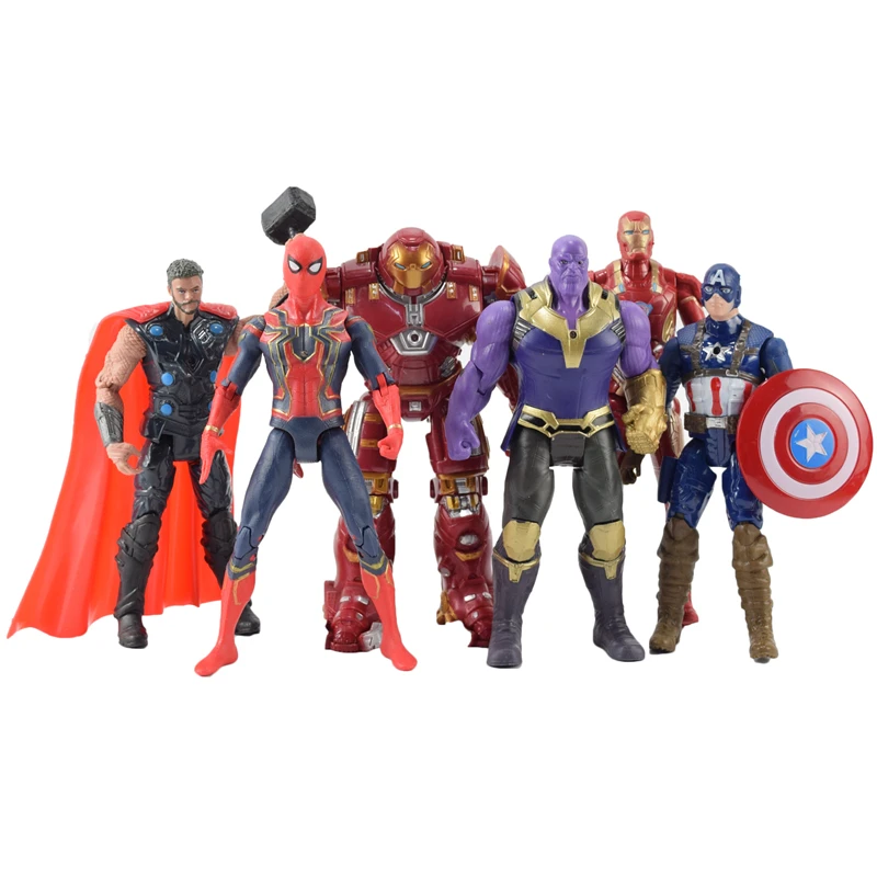 6 шт./лот Super Heroes Супермен Бэтмен Халк Капитан Америка Тор Железный человек ПВХ