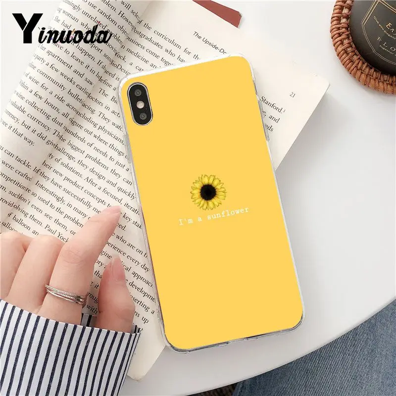 Yinuoda желтый стиль Подсолнух TPU прозрачный чехол для телефона iPhone X XS MAX 6 6s 7 7plus 8 8Plus 5