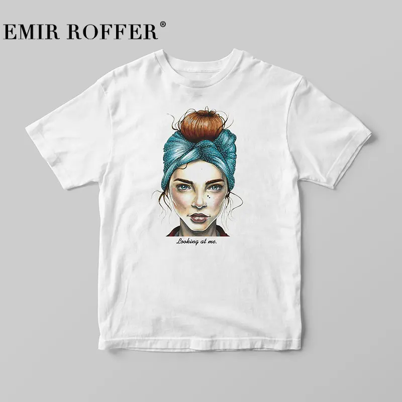White 02 EMIR ROFFER, модная женская футболка с крутым принтом, белая хлопковая женская футболка, летняя повседневная футболка Harajuku, Женский Топ - Цвет: White 02