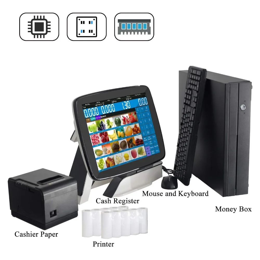 Meetsun ZJ A7CSET01 все в одном 15''Touch Экран Pos Системы кассовый аппарат с VFD/LED8N клиента