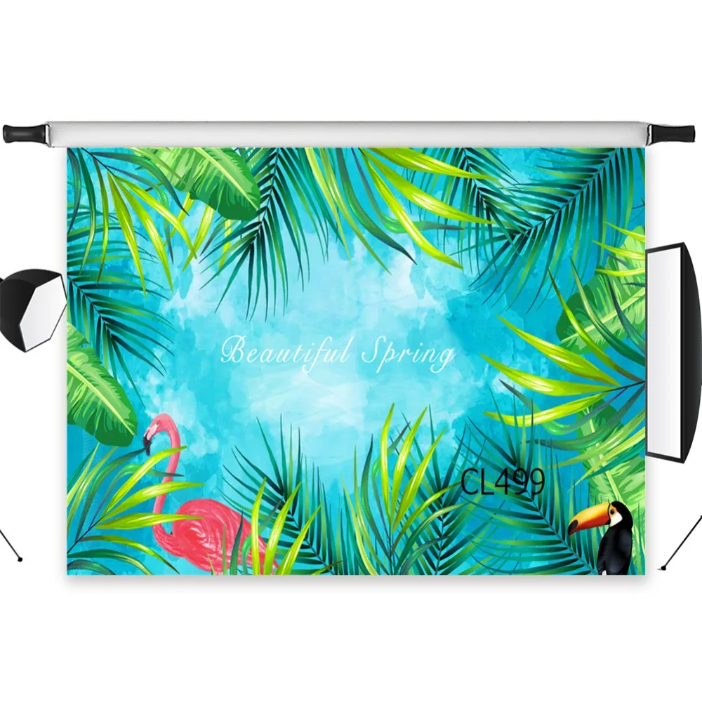 Seamless Washable No Crease Beautiful Tropical Spring Polyester Backdrop Background Photography Studio Props Photographic Photo |