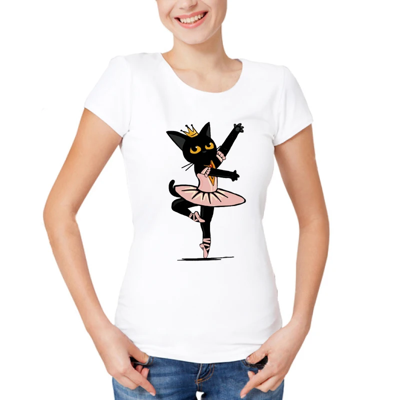 

Женская брендовая одежда, летняя женская футболка с коротким рукавом и круглым вырезом, Повседневная забавная черная танцевальная футболк...