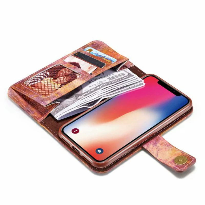 Hotr Винтаж чехол-портмоне с откидной крышкой из искусственной кожи чехол для iPhone 5 5S SE 6 6s, 6 plus, 7, 7 plus, 8, 8 plus, X полной защиты стоячий кейс-держатель чехол