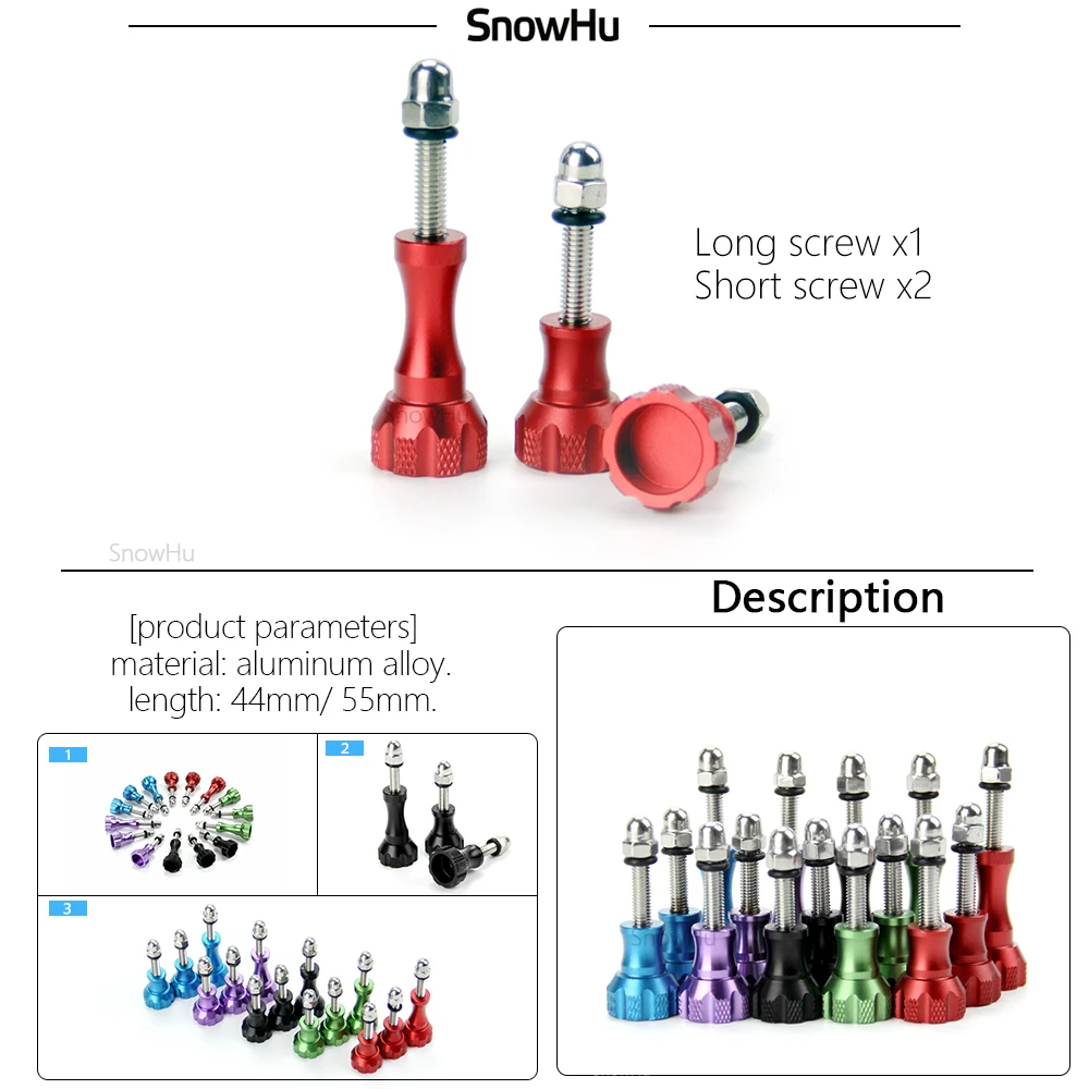 SnowHu для GoPro аксессуары 1 длинный + 2 боксеры различных цветов с накатанной головкой
