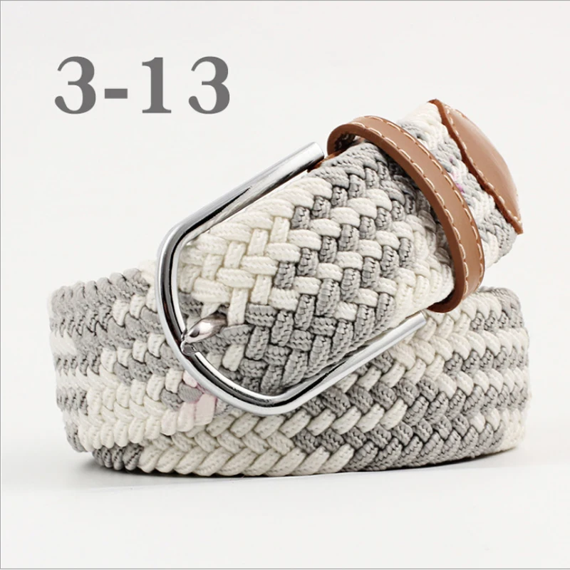 35 ZLD горячие цвета для мужчин и женщин повседневный вязаный ремень с пряжкой тканые холщовые эластичные стрейч ремни Обычная лямка Мода 105-110 см - Цвет: 35