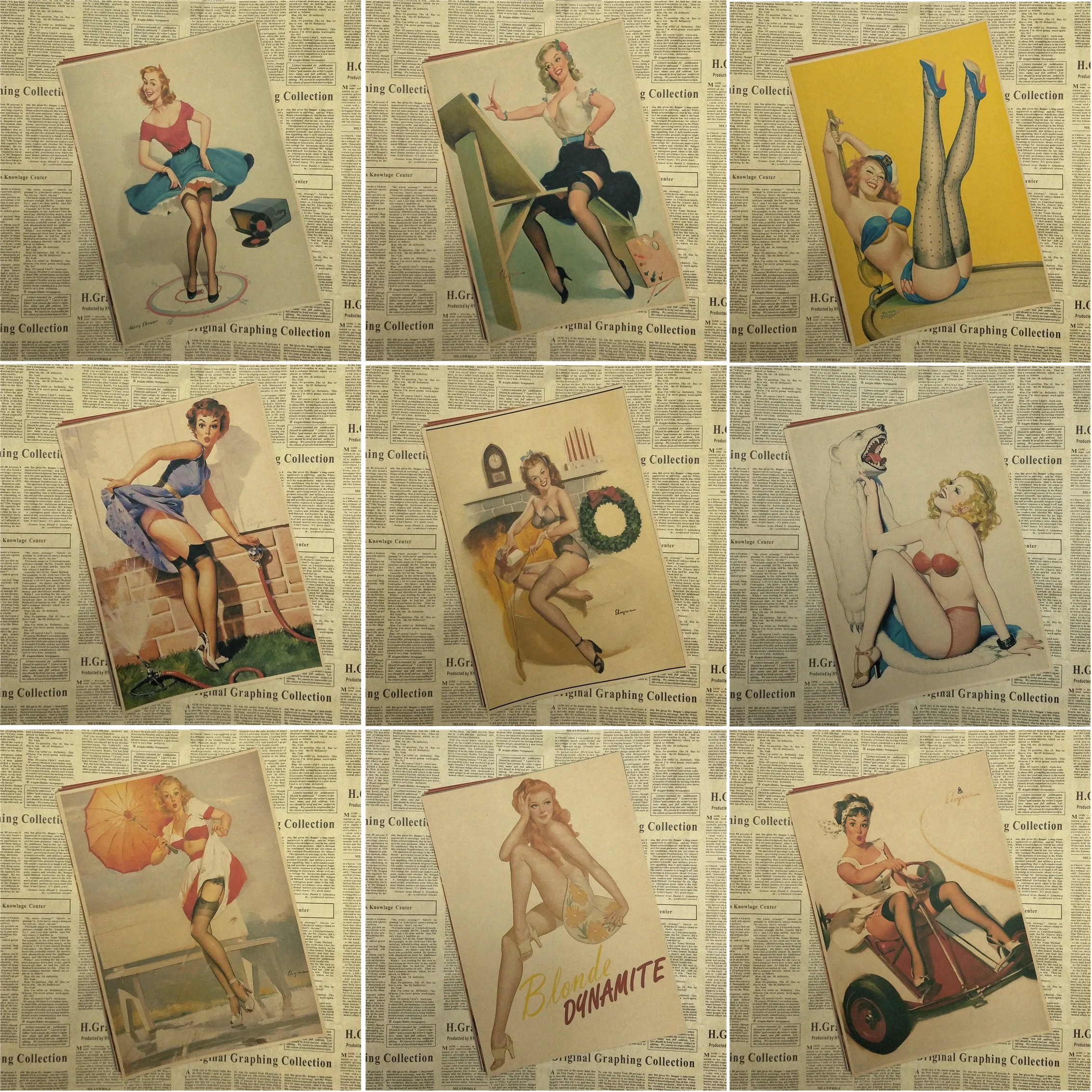 PINUP/винтажная крафт-бумага для девочек в стиле второй мировой войны Классический
