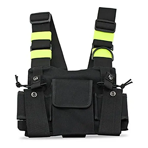 Yeşil Taktik Harness Ön paket çantası kılıfı Taşıma Kılıfı için Kenwood Motorola TYT Baofeng Walkie Talkie Yelek rig Göğüs çantası