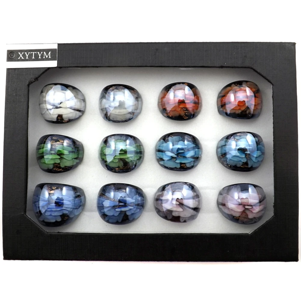 

Mixed size glass rings with inner flower design free shipping, Chinese traditional rings free shipping, mixed color flower ring