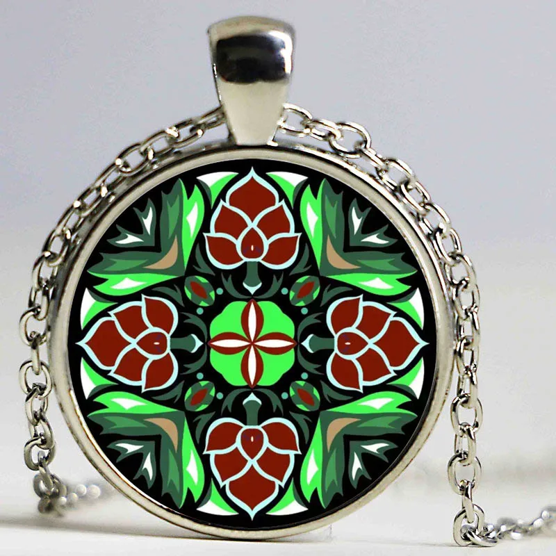 Кулон в виде мандалы Серебряный кулон ожерелье красочный цветной цветок модное