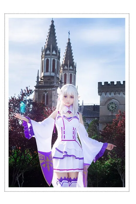 Re:Zero Life в другом мире от Zero Женский костюм Эмилии обувь + парик плащ| |