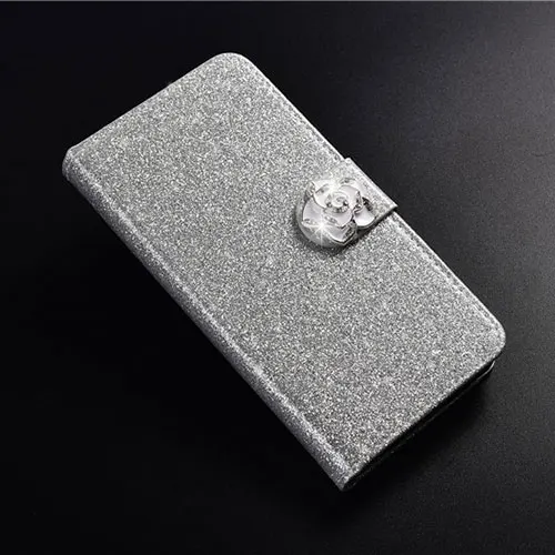 Silver Camellia Чехол для Meizu U10 U20 pro 7 M5s M6S M6 M6T M6S Примечание роскошный модный, с украшениями в виде бриллиантов блеск Флип кожаный кожух, чехол для мобильного телефона - Цвет: Silver Camellia