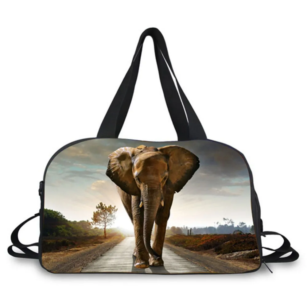 Новинка 2017 модная вместительная дамская сумка для багажа со слоном и львом